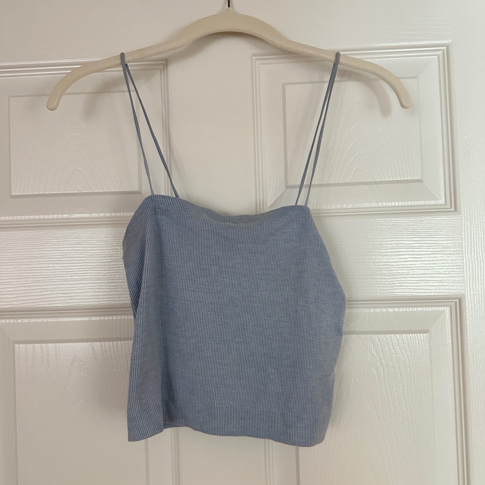 American Eagle Outfitters Blue Cropped Strappy Tank Top